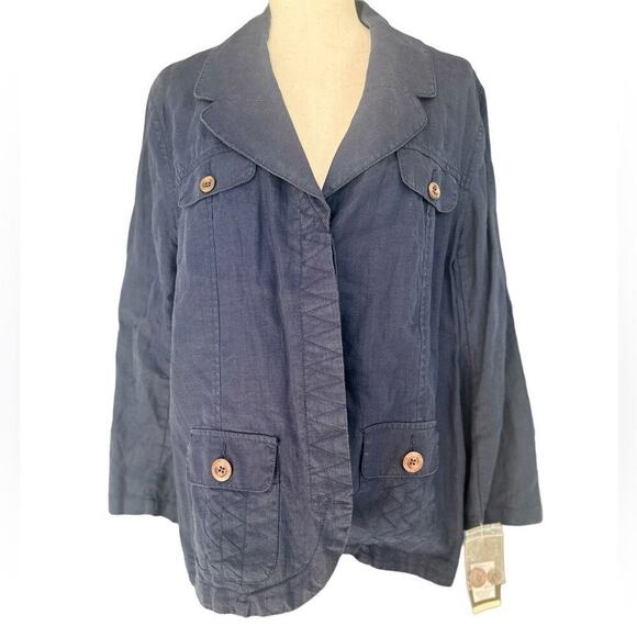 Merona Navy Blue Casual Linen Jacket - Picture 2 of 8
